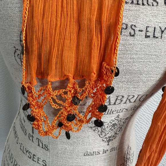 Scarf Bundle set of 3 Scarves Shades of Orange Brown Peach style variety - Picture 4 of 7